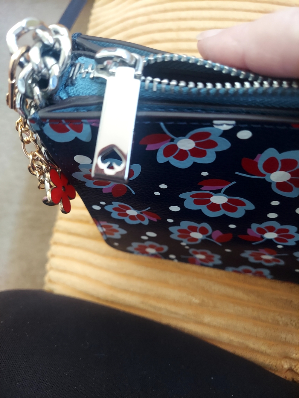 kate spade Navy Floral Crossbody with Red and Light Blue Flowers - Picture 6 of 14
